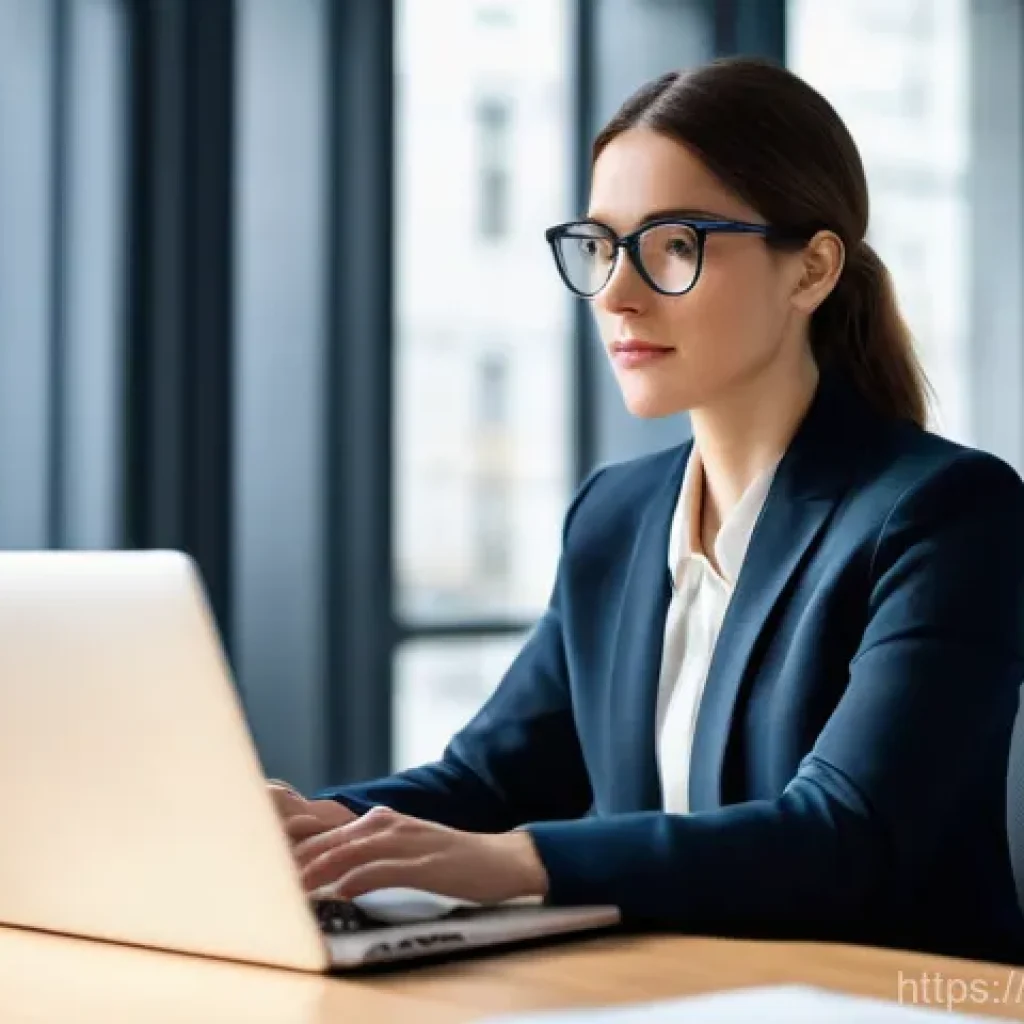 규제요원의 시간 관리 전략 - **Prompt:** A highly efficient and focused female professional, in her early 30s, is seated at a min...