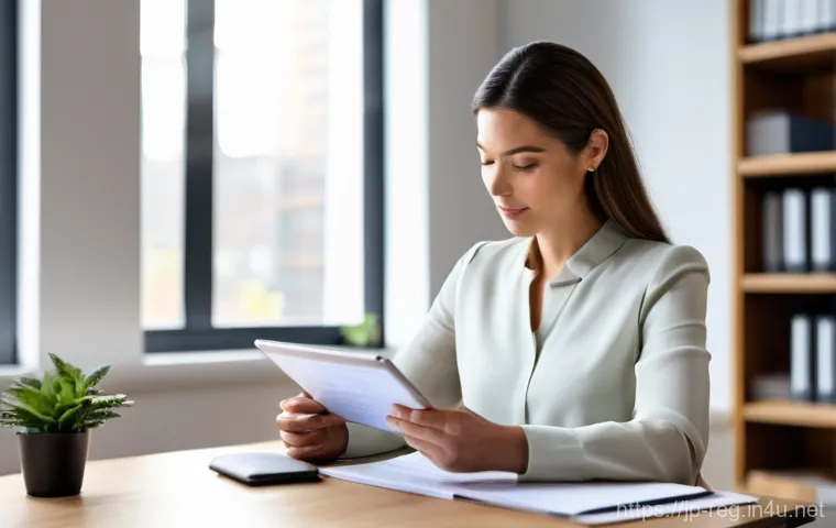 규제요원들이 자주 묻는 질문과 답변 - **Prompt:** A highly organized and composed female professional, in her late 30s, is seated at a min...