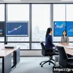 규제 업무와 법률 자문 활용법 - A modern Japanese office scene with diverse professionals engaging in a compliance workshop: a femal...